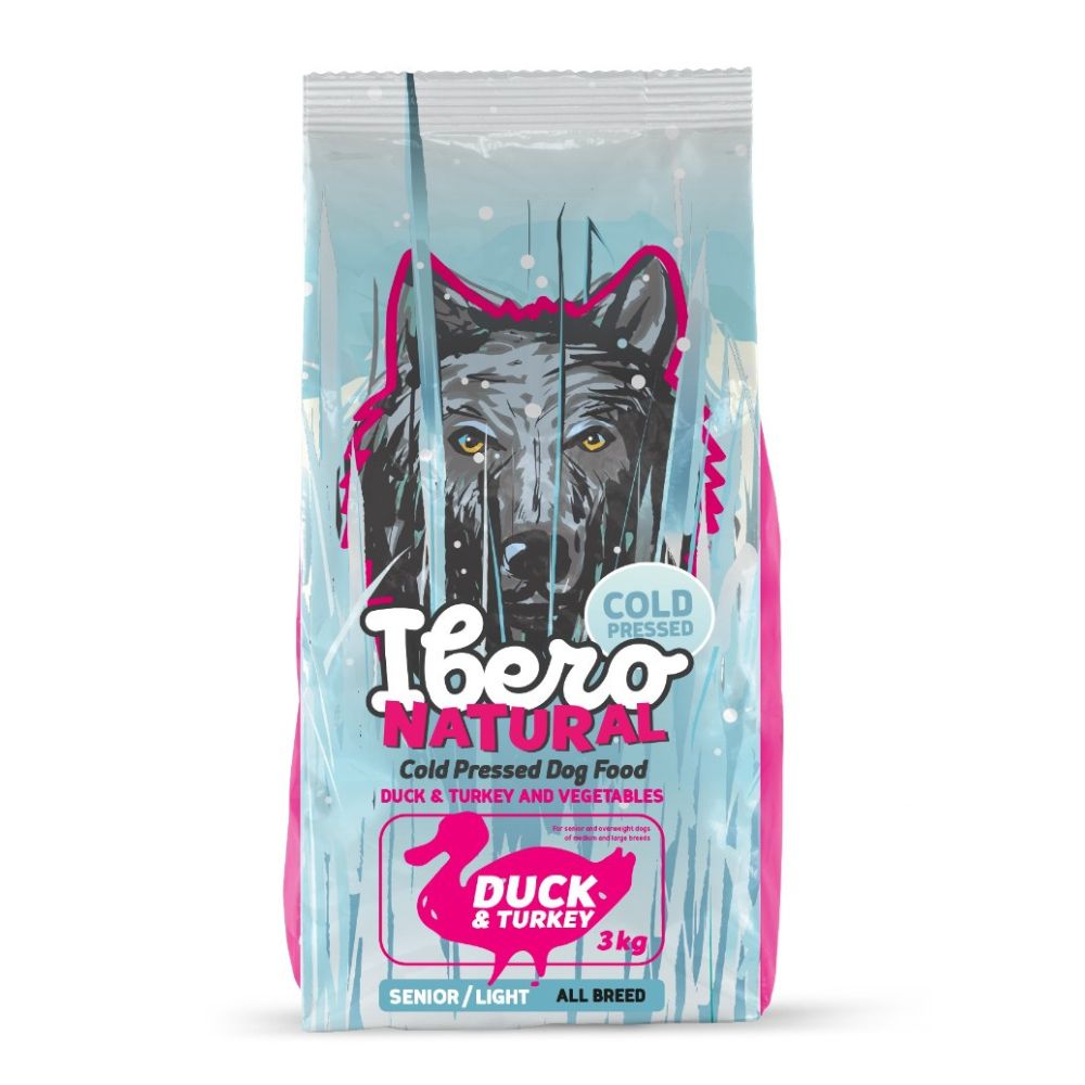 Ibero Cold Press Dog Senior Duck/Turkey – karma tłoczona na zimno dla psów starszych i z nadwagą – indyk i kaczka – 3 kg