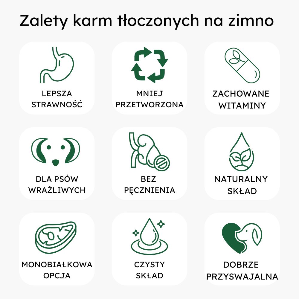 Zalety karm tłoczonych na zimno