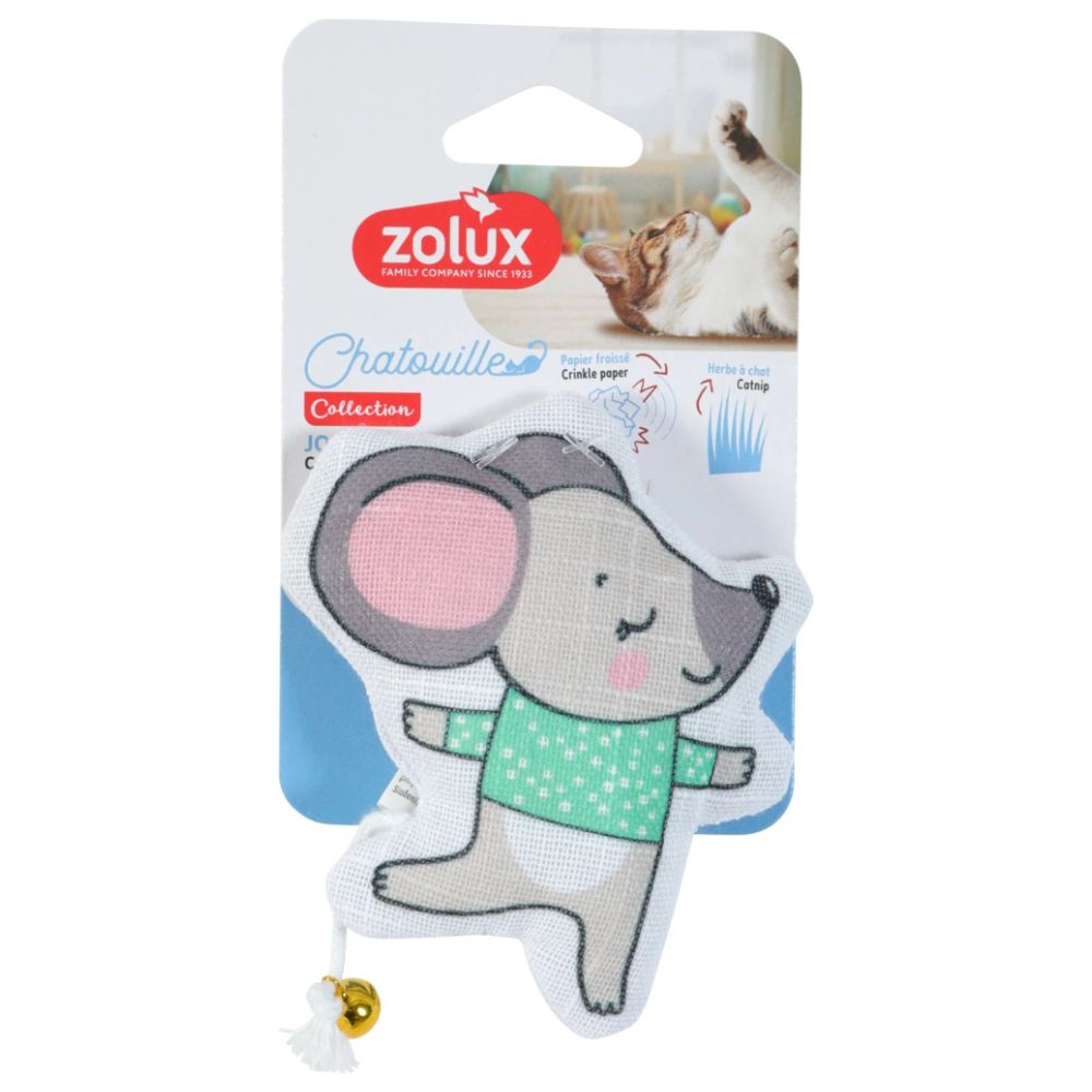 ZOLUX Chatouille – Zabawka dla kota z kocimiętką i dzwoneczkiem – Myszka w sweterku 10,5 cm