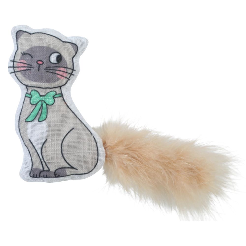 ZOLUX Chatouille – Zabawka dla kota z piórkami i kocimiętką – Kot w muszce 7,5 cm