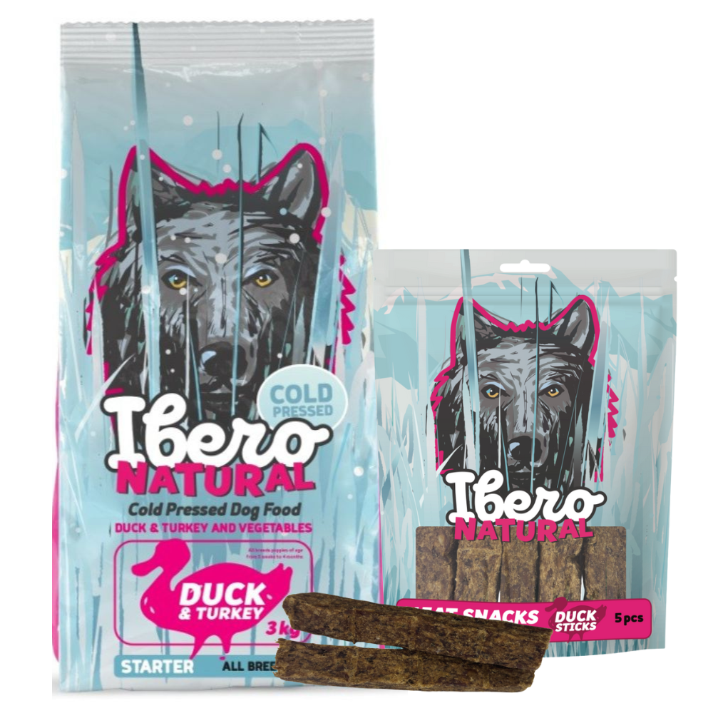 Pakiet dla szczeniąt wszystkich ras: Ibero Cold Press Puppy + Mięsny Przysmak z Kolagenem