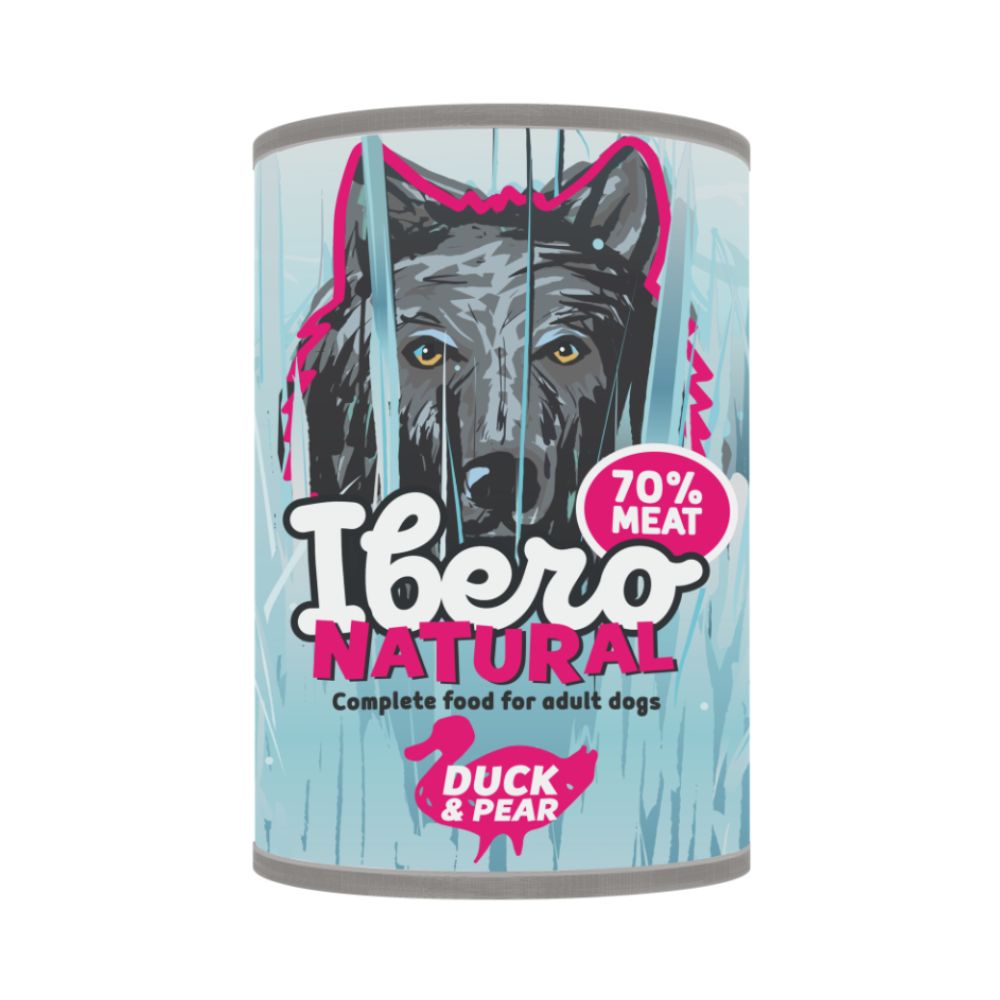 Ibero Complete Low Grain Duck & Pear 400 g – Naturalna mokra karma dla psów z kaczką, gruszką i ryżem