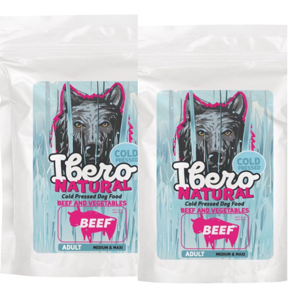 Zestaw 2× Ibero Cold Press Dog Adult Medium/Large Beef – karma tłoczona na zimno dla dorosłych psów ras średnich i dużych – 2×3 kg